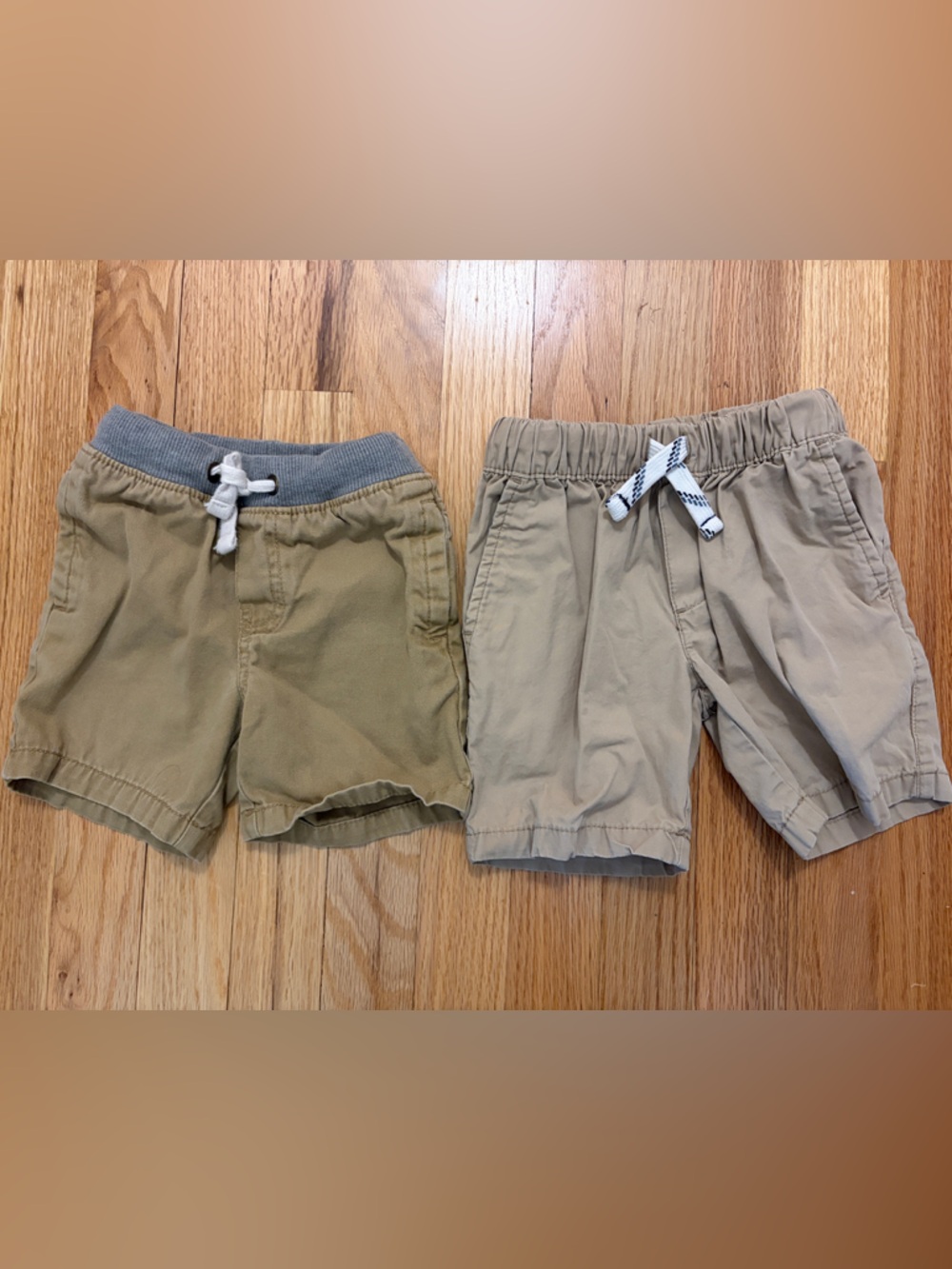 Carter's Kids Neutral Tan & Khaki Drawstring Shorts Set